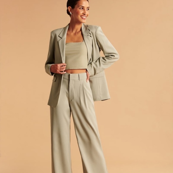 🧡 Abercrombie Single-Breasted Blazer Sage Green - Picture 7 of 7